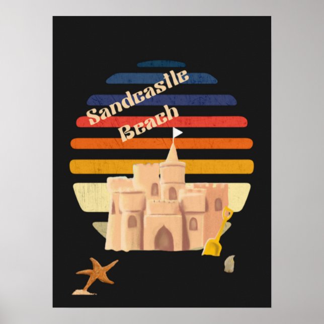 Poster Vintage Sandcastles na areia (Frente)