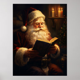 Poster Vintage Santa Claus Reading
