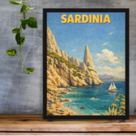 Poster Vintage Sardinia Travel Cala Goloritzé