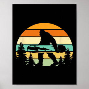 Poster Vintage Sasquatch Snowboard Retro Bigfoot Winte
