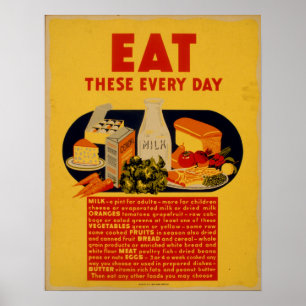 Poster Vintage Saudável Comendo Anúncio