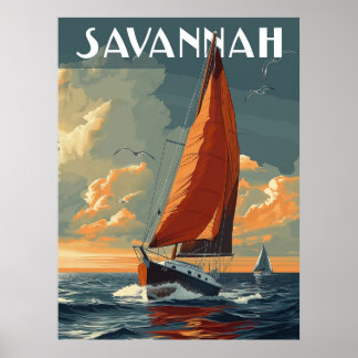 Poster Vintage Savannah Viagem