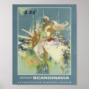 Poster Vintage Scandinavia Viagem Anúncio 