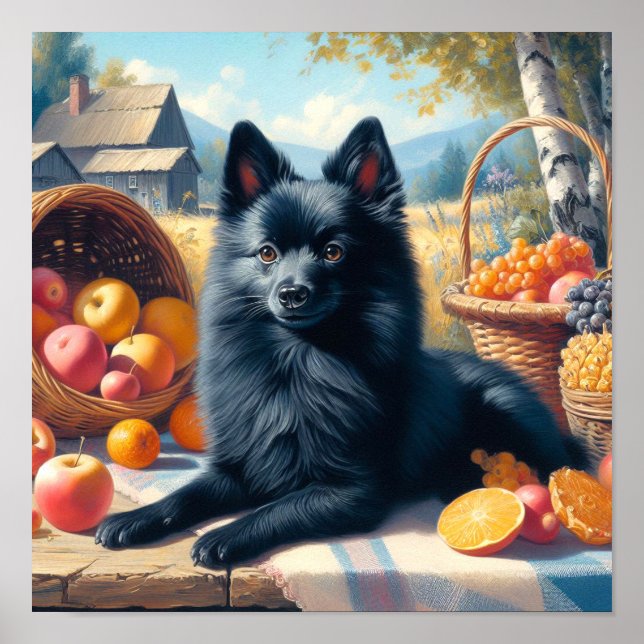 Poster Vintage Schipperke Puppy Painting (Frente)