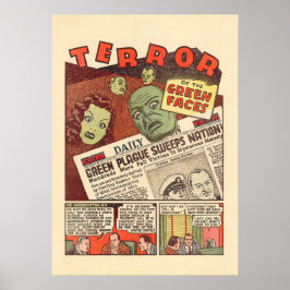 Poster Vintage Sci-Fi Adventure Terror of the Green Faces