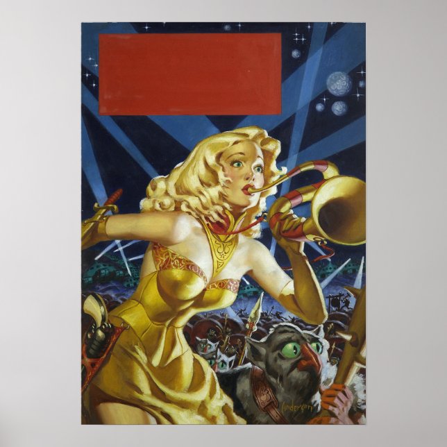 Pôster Vintage Science Ficting Alienígena Monstros Pulp (Frente)