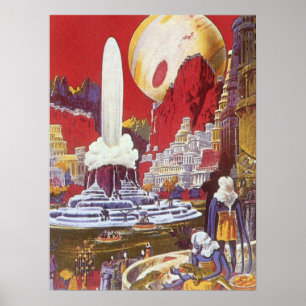 Pôster Vintage Science Fiction, a Cidade Perdida de Atlan