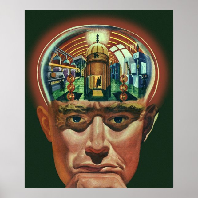 Poster Vintage Science Fiction, Alienígena Brain in Labor (Frente)