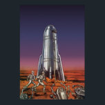 Pôster Vintage Science Fiction, Astronautas Beetle Aliens<br><div class="desc">Imagem de vintage: viagem de ficção científica futurista e imagem de foguete de transporte. Astronautas correndo até seu foguete escapando de aliens em forma de besouro em um planeta estrangeiro tentando voltar para a terra. Um clássico design de ficção científica de quadrinhos retrógrados do 50 do futuro.</div>