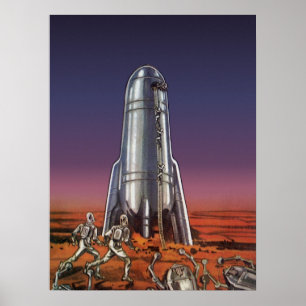 Pôster Vintage Science Fiction, Astronautas Beetle Aliens
