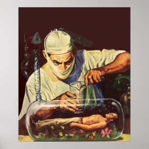 Poster Vintage Science Fiction, Laboratorial Mad Scientis