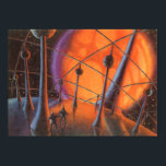 Pôster Vintage Science Fiction, Orange Sun e Aliens<br><div class="desc">Ilustração vintage: planetas futuristas de ficção científica e imagem espacial. Um clássico design de quadrinhos retrô de ficção científica apresentando astronautas alienígenas em um planeta com torres comunicações ou elétricas e um enorme sol laranja brilhando.</div>