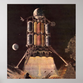Pôster Vintage Science Fiction Rocket explode fora do pla