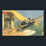 Poster Vintage Science Fiction Steampunk Carro Convertíve<br><div class="desc">Ilustração venenosa viagem futurista vitoriana e ficção científica de transporte design com asas a vapor-punk apresentando um carro voador conversível. O motorista está prestes a aterrissar seu carro futurista (ou é um avião) na loja de chocolate no futuro. Um clássico design de ficção científica de quadrinhos retrô.</div>