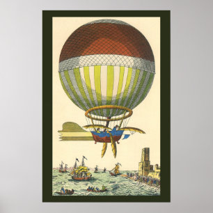 Pôster Vintage Science Fiction Steampunk Hot Air Balon