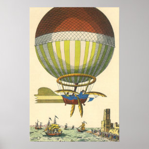 Pôster Vintage Science Fiction Steampunk Hot Air Balon