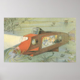 Pôster Vintage Science Fiction Steampunk Subsea in Sea