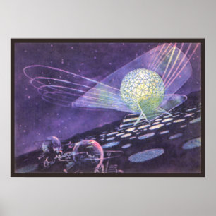 Poster Vintage Science Fiction, um orbe brilhante com Ali