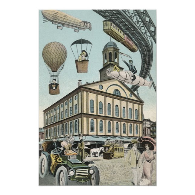 Pôster Vintage Science Fiction, Victorian Steam Punk City (Frente)