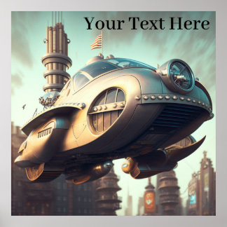 Poster Vintage Science Ficying Cars of