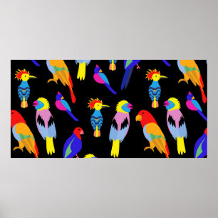 Poster vintage seamless background with Exotic tropical b