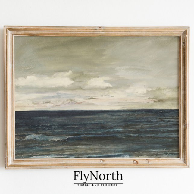 Poster Vintage Seascape Painting Dark Blue Ocean Antique (Criador carregado)