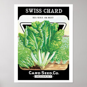 Pôster Vintage Seed Packet Label Art, Suíços Chard Vegg