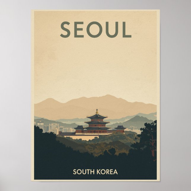 Poster Vintage Seoul Viagem (Frente)