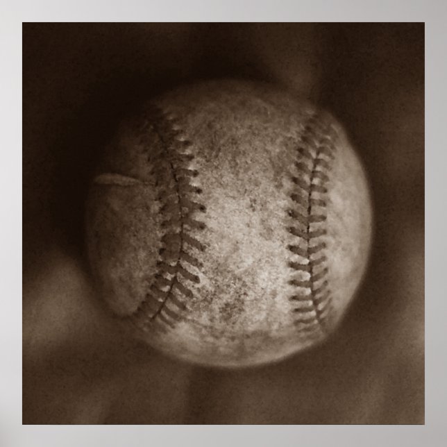Poster Vintage Sepia Baseball (Frente)