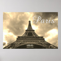 Vintage Sepia Eiffel Torre Paris Amor Romântico