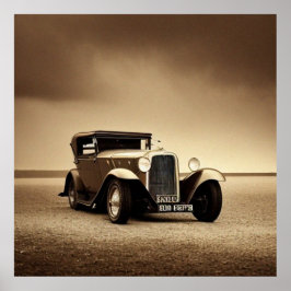 Poster Vintage Sepia Scene 1930 fantasia de carro