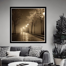 Poster Vintage Sepia Scene 1930 Road Fantasy