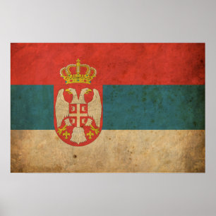 Poster Vintage Sérvia Flag