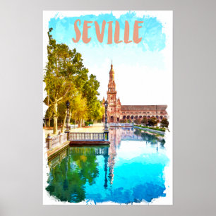 Poster Vintage Sevilla Espanha Andalucia