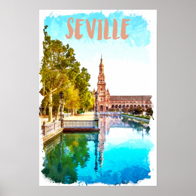 Poster Vintage Sevilla Espanha Andalucia (Frente)