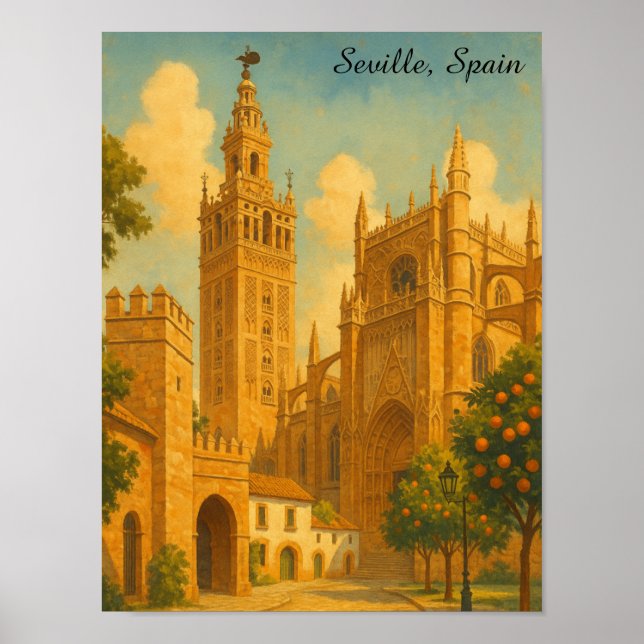 Poster Vintage Seville Spain Andalusia Travel (Frente)