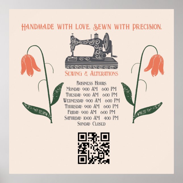 Poster Vintage Sewing Machine Seamstress (Frente)