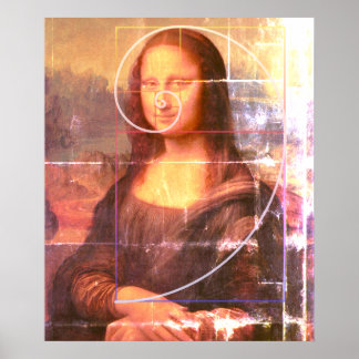 Poster Vintage Shabby Mona Lisa Spiral Fibonacci Vendredi