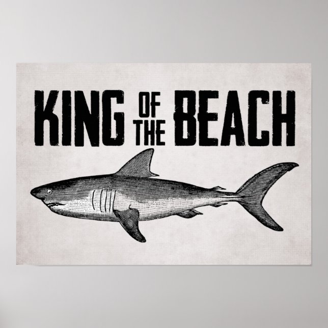 Pôster Vintage Shark Beach King (Frente)