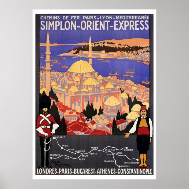 Poster Vintage Simplon Orient Express para Constantinopla (Frente)