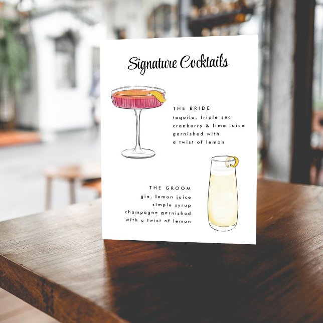 Poster Vintage - Sinal de Cocktails Desenhado (Criador carregado)