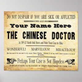 Pôster Vintage - Sinal de Médico Chinês Personalizado