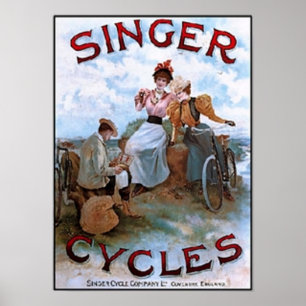 Pôster Vintage Singer Cycle Ad