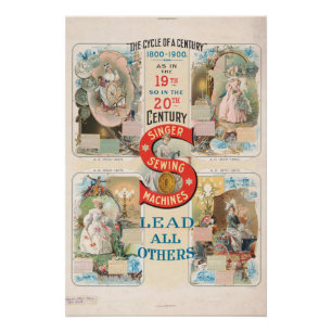 Pôster Vintage Singer Sewing Machine Ad
