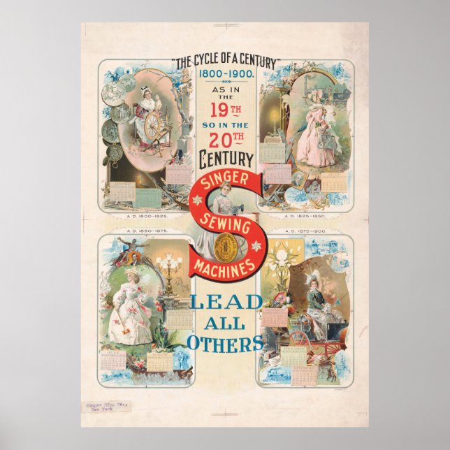 Poster Vintage Singer Sewing Machine Ad (Frente)