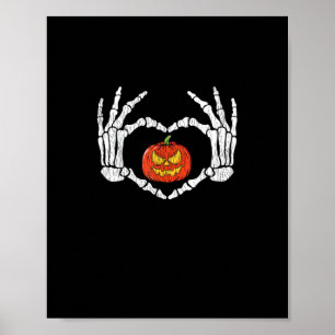 Poster Vintage Skeleton Mãos Pumpkin Outono Hallow