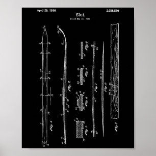 Poster Vintage Ski Blueprint Shirt - Sk de Água Neve