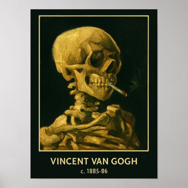 Poster Vintage Skull Smoking - Simples inspiração de Van  (Frente)