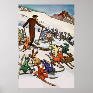 Poster Vintage Snow Bunnies