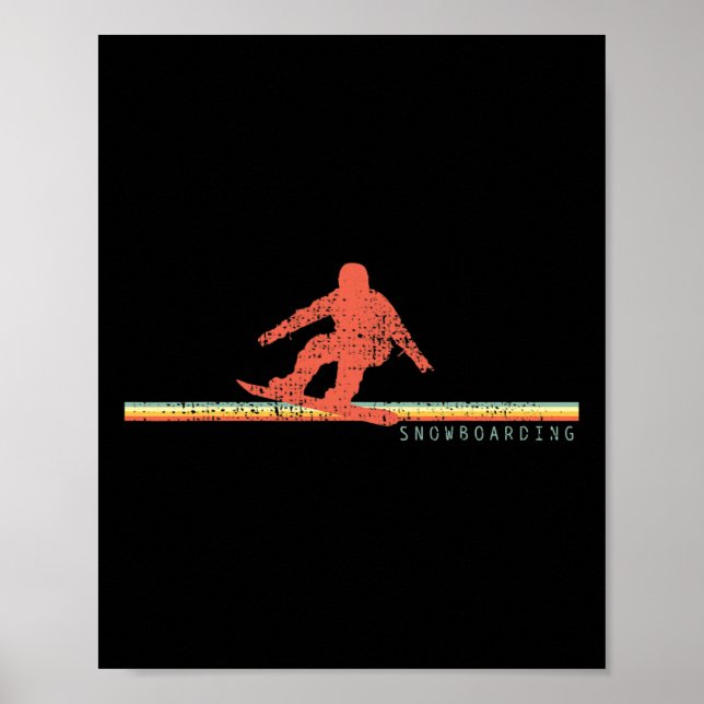 Poster Vintage Snowboard Snowboard Snowboard Snowboarder (Frente)